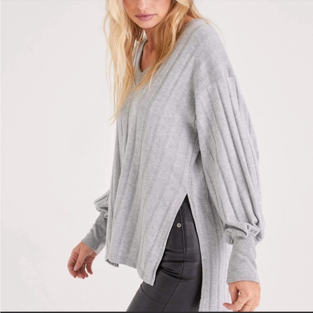 Project Social T Gray Rumi Heathered Wide Rib Tunic Top - Picture 3 of 5